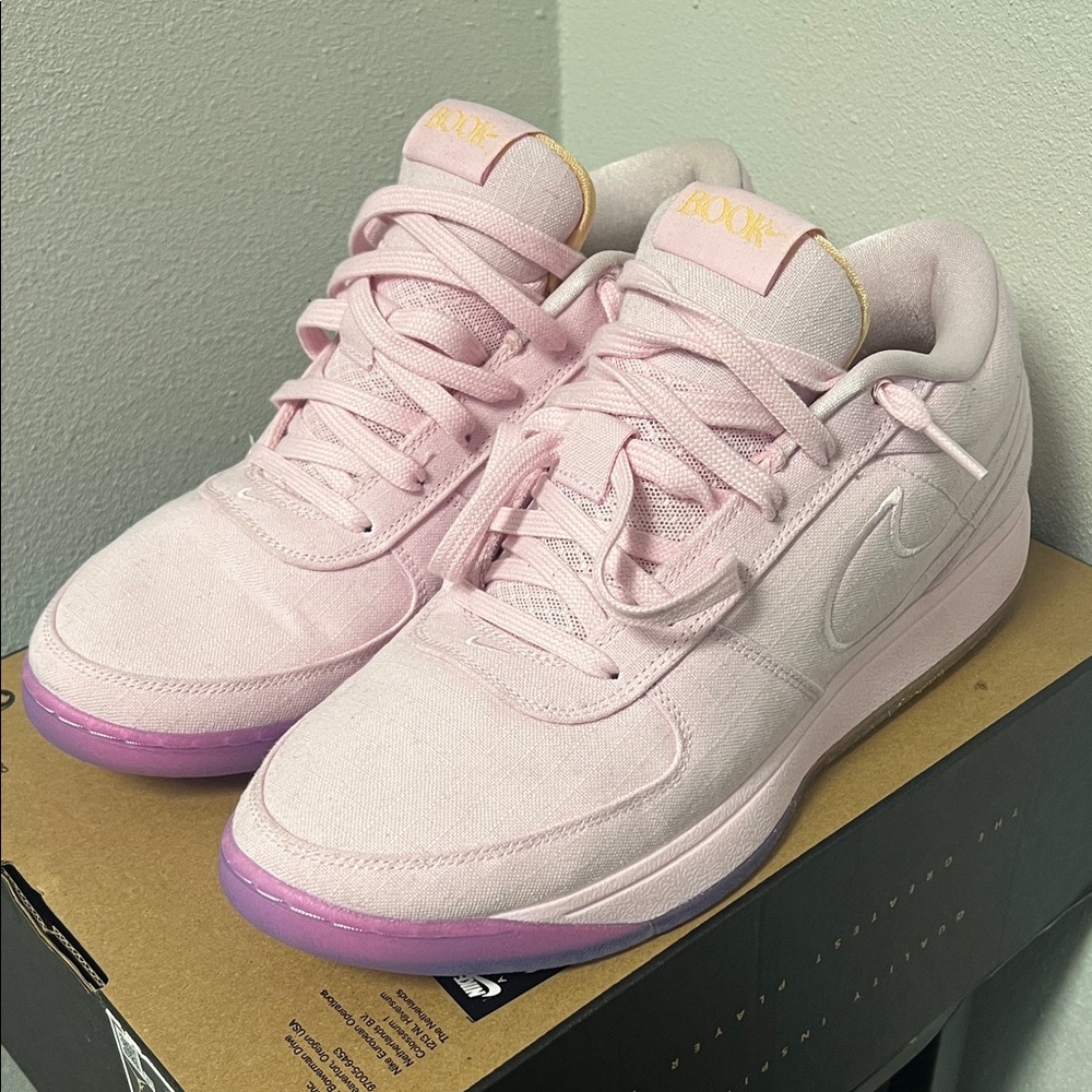 Pink Devin Booker basketball shoes